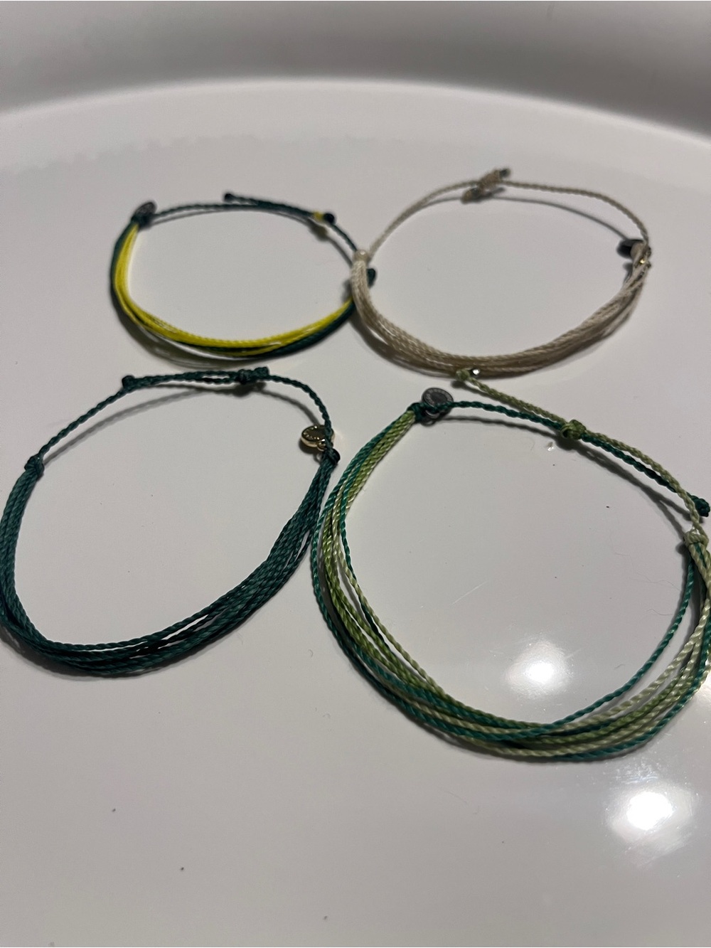 Pura Vida Yellow, Green and Cream Adjustable String Bracelet Set